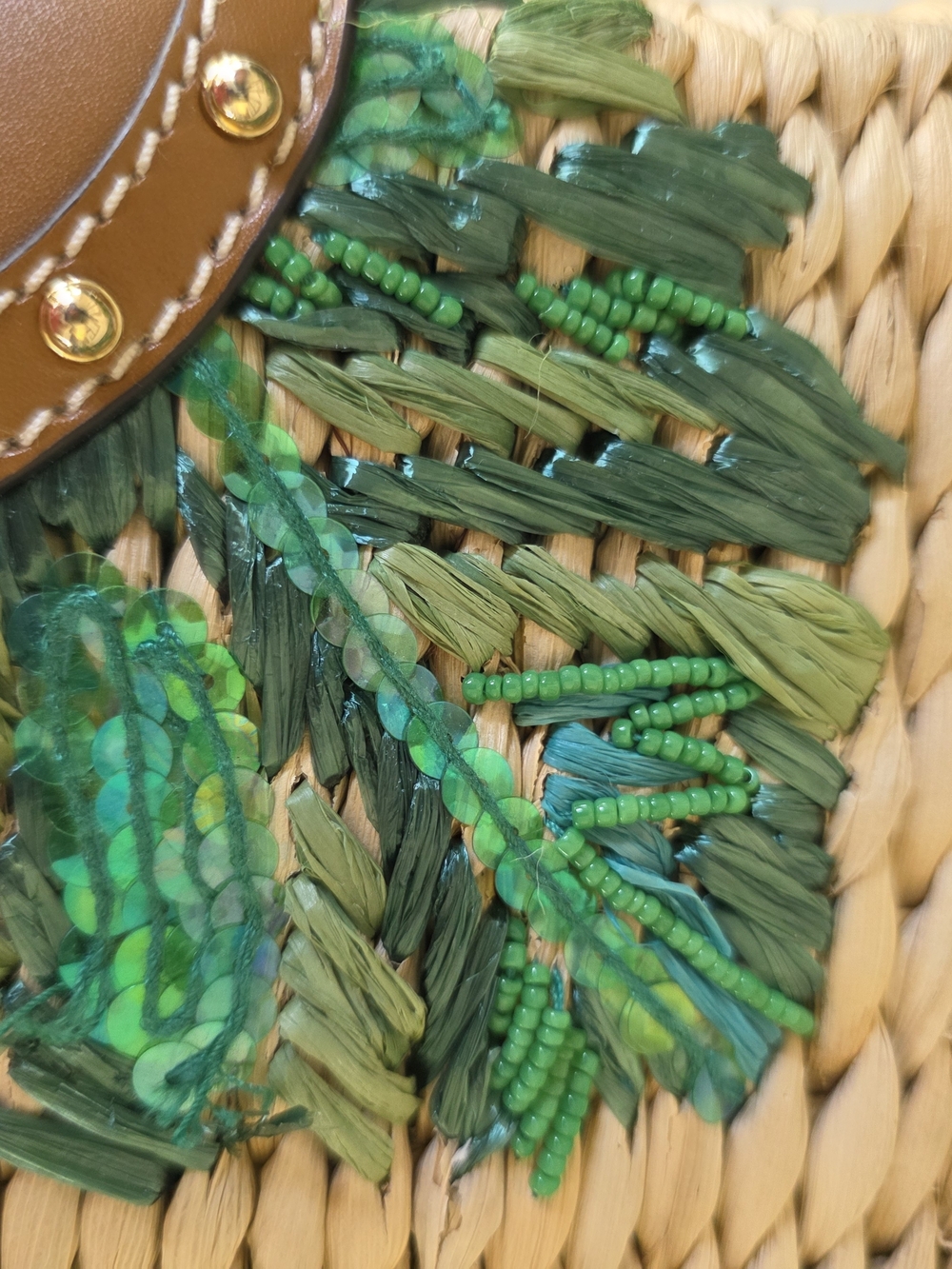 Michael Kors Malibu Straw Crossbody Tote Palm Leaf Embroidery + MK Wristlet - Picture 9 of 15